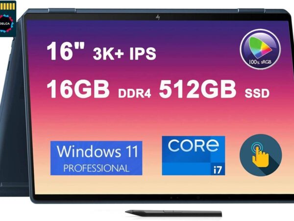 HP Spectre X360 16 2-in-1 Laptop | 16" 3K+ Multi-Touch 400 nits 100 sRGB | 12th Gen Intel 14-Core i7-12700H | 16GB DDR4 512GB SSD | Backlit Fingerprint Thunderbolt Pen Win11Pro