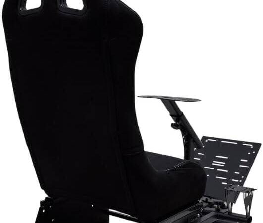 GXM Next Level Racing Stimulator Cockpit, Adjustable Seating, Customizable Steering Wheel Mount, Versatile Pedal Mount, Shifter Holder, Sturdy Build, Black | GX-T