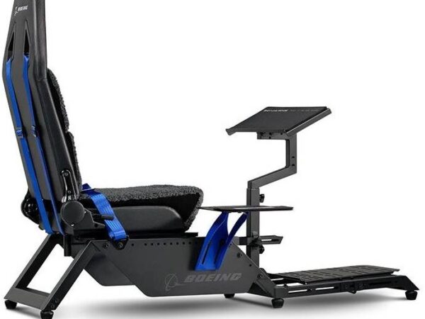 Next Level Racing Flight Simulator Boeing Commercial Edition, Dedicated Flight Cockpit, Wide Range of Adjustments, Faux Wool Seat Covering, Compatible with Flight Electronics, Black/Blue | NLR-S027